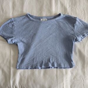 Ardene Blue Short Sleeve Tee Cropped Fitted